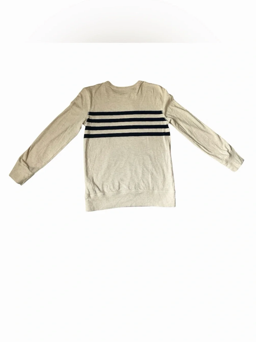 GAP Cream Crewneck Sweater with Navy Horizontal Stripes